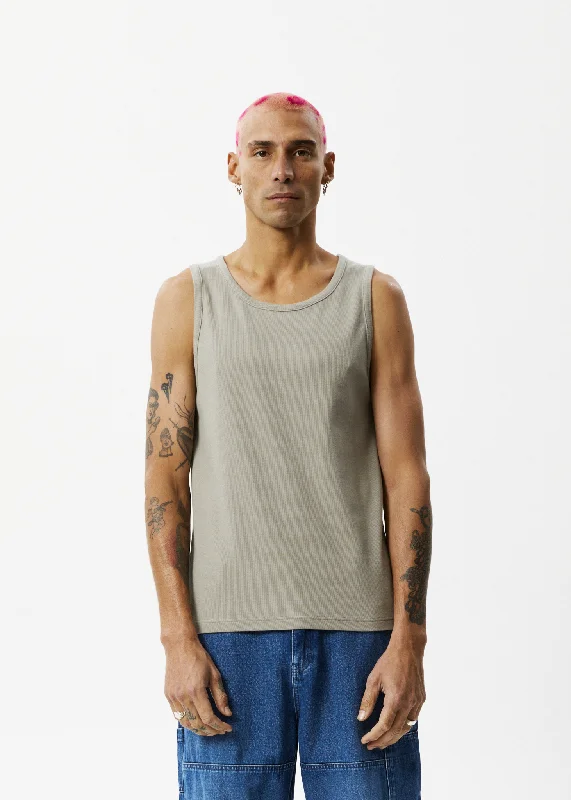 Versatile Comfort AFENDS Mens Paramount - Ribbed Singlet - Olive