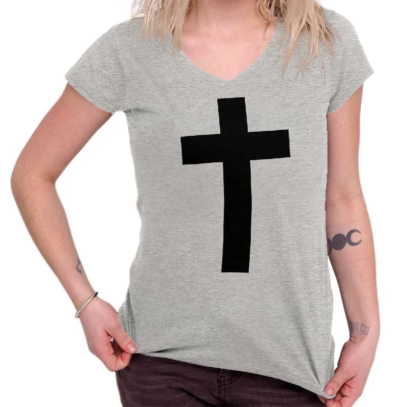 Luxury Customization Cross Junior Fit V-Neck T-Shirt
