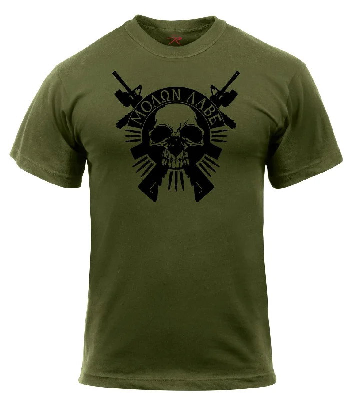 Exquisite Details Molon Labe Skull T-Shirt