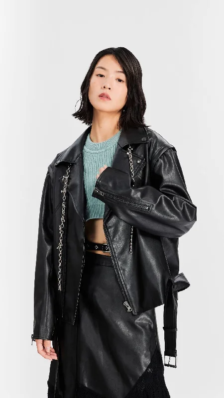 Summer Comfort 2 In 1 Faux Leather Biker Jacket