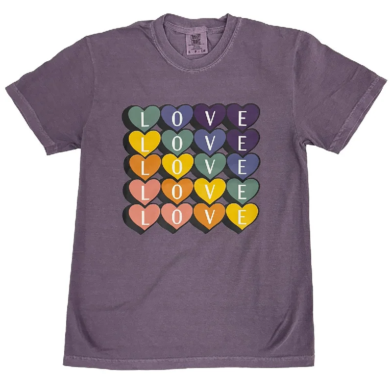 French Style Love Rainbow Hearts Cotton Shirt