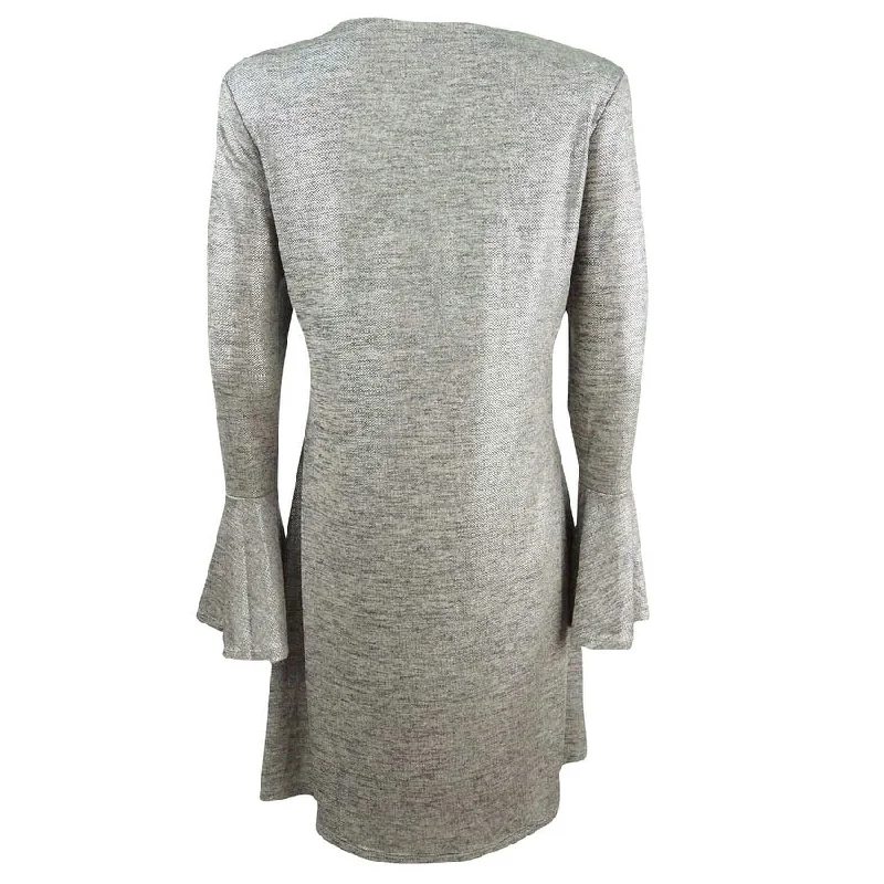 Carefree Connected Women's Bell-Sleeve Metallic Shift Dress