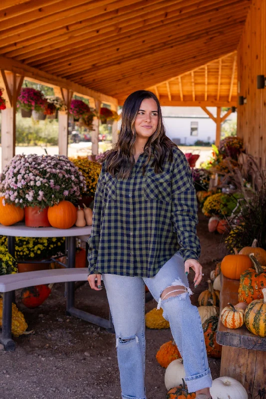 Perfect Tailoring Presley Oversized Plaid Flannel | Forest Green