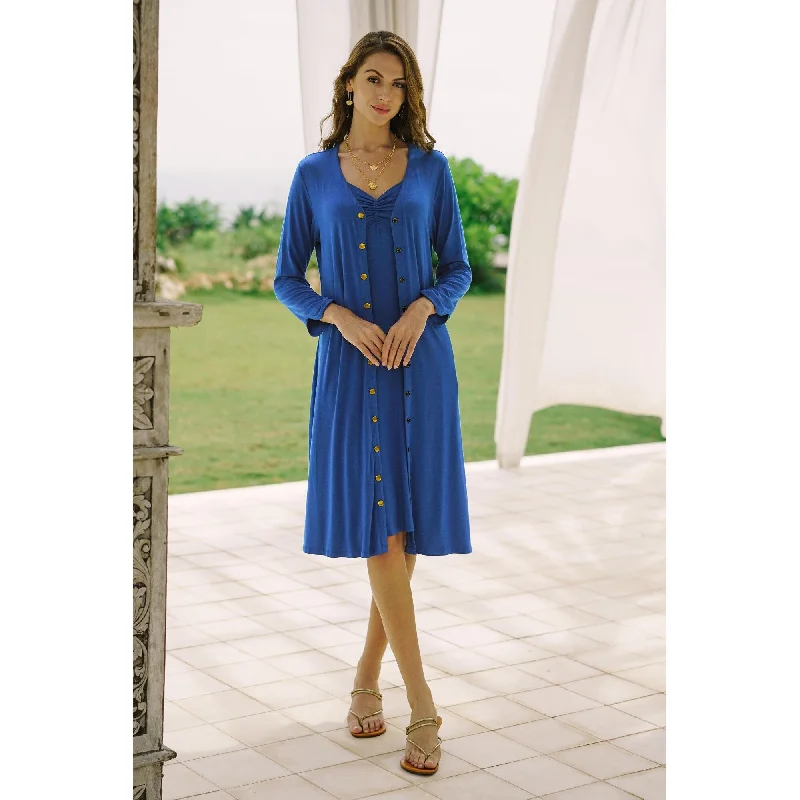 Slightly Flared Design Novica Handmade Soft Steps Everyday Comfort Modal Jacket Dress