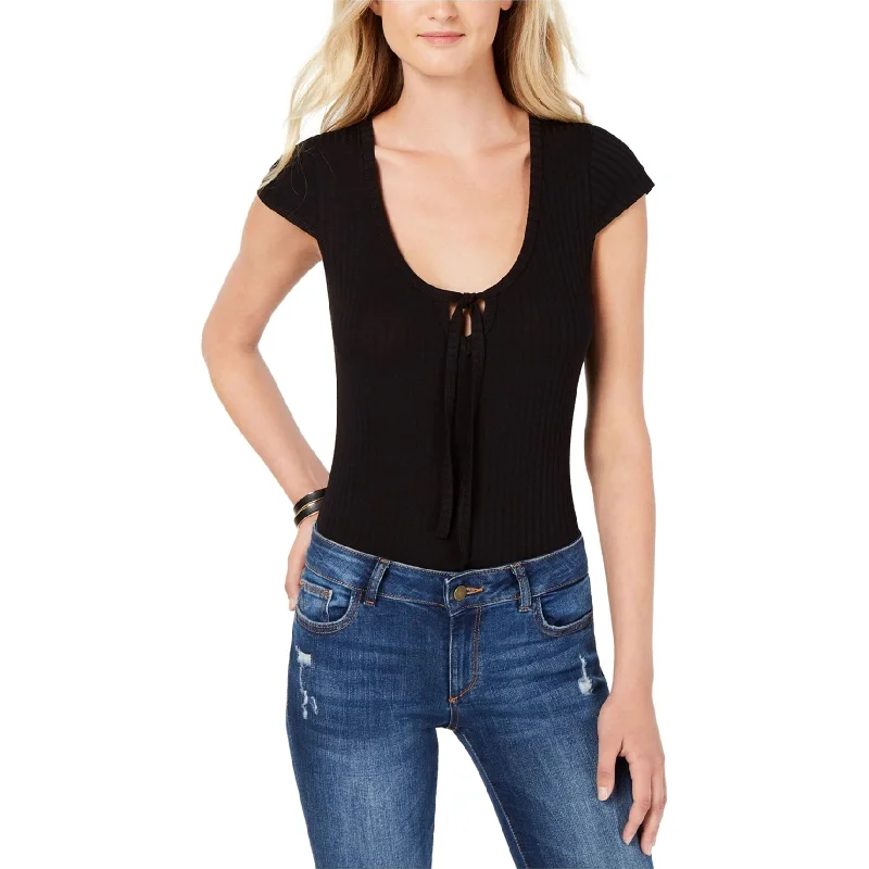 Wandering freely Project 28 Womens Tied Bodysuit Jumpsuit, Black, Medium