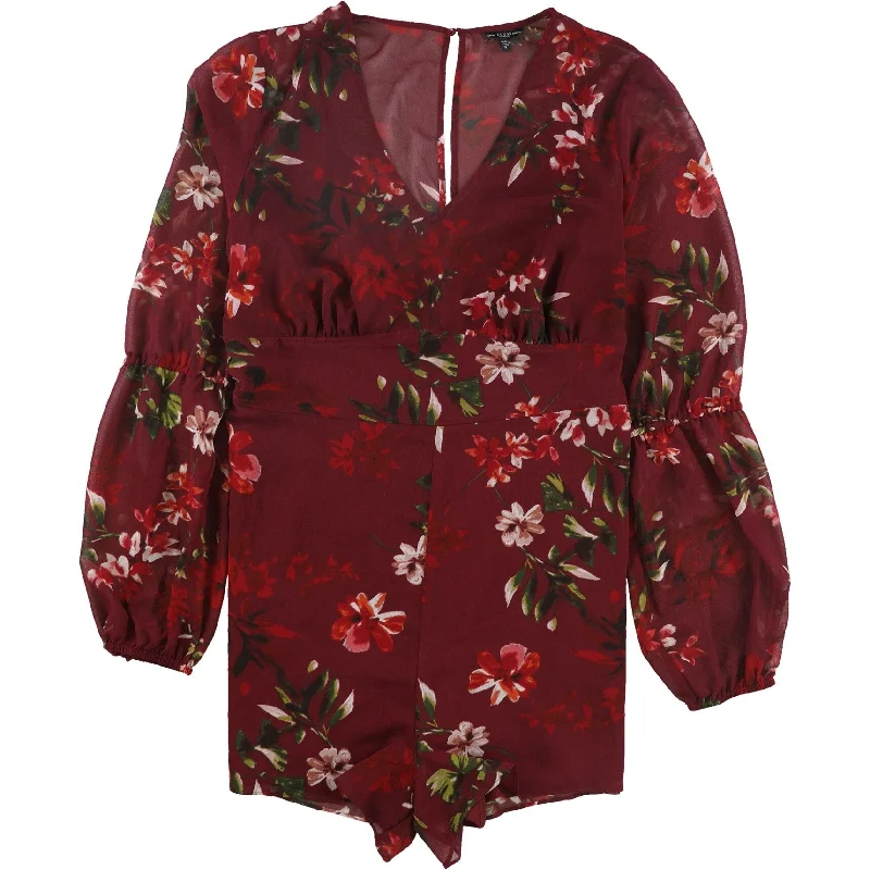 British casual GUESS Womens Floral Romper Jumpsuit, Red, X-Large