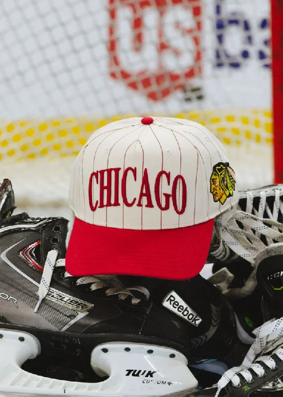 Casual Style Chicago Blackhawks Puff Pinstripe Baseball Cap