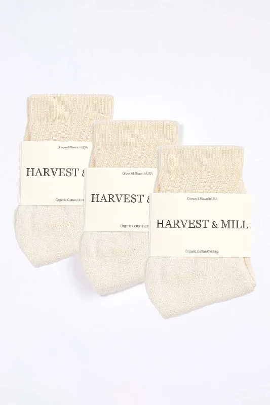 Comfortable and simple Women's 3 Pack Organic Cotton Socks Natural-White Ankle