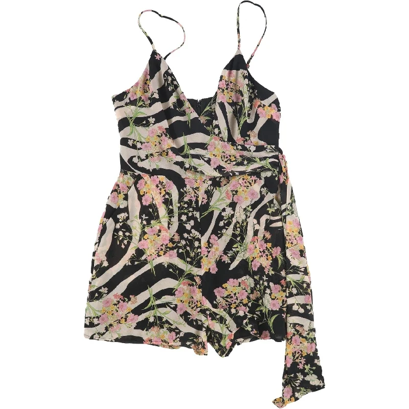 Youthful Style GUESS Womens Floral-Zebra-Print Romper Jumpsuit, Multicoloured, Medium