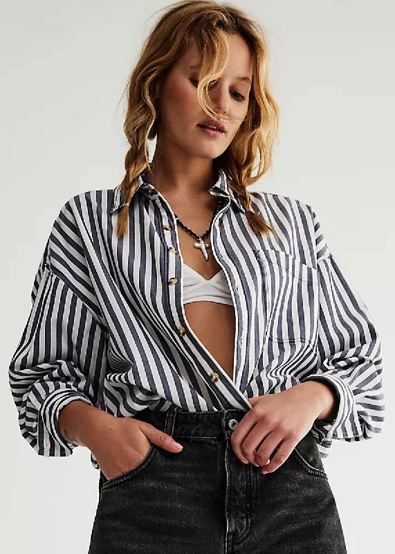 Elegant Style Freddie Striped Shirt - Nautical Navy Combo