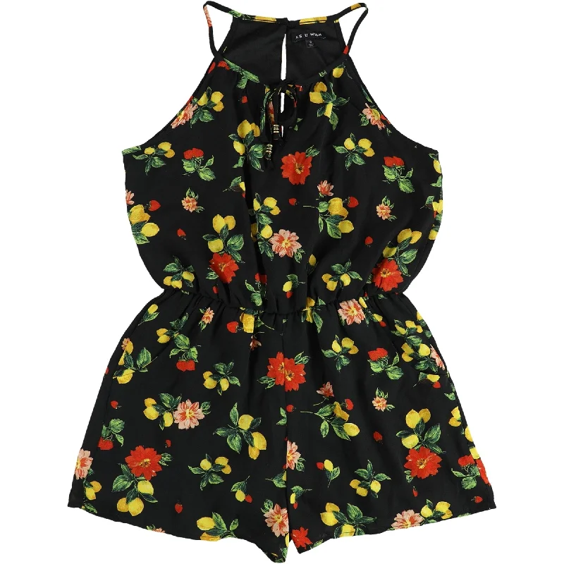 Fashionable Items As U Wish Womens Lemons Romper Jumpsuit, Black, Small