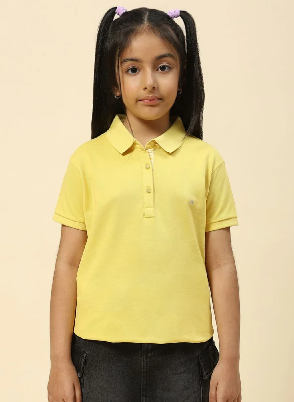 Summer Comfort Girls Yellow Plain T-Shirt