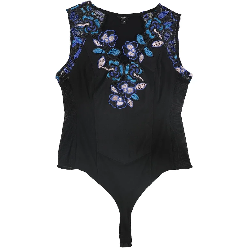 Customized Version GUESS Womens Midnight Magic Bodysuit Jumpsuit, Black, X-Small