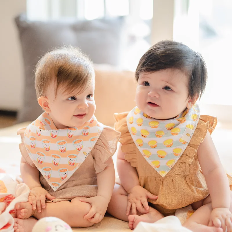 Elegant Classic THE WEE BEAN | Baby Accessories | Organic Cotton Bib 2pcs Set | Milk Tea + Egg Tart