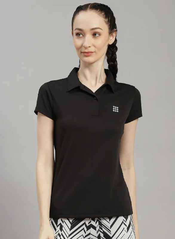 Lounge Wear Women Black Solid T-Shirt