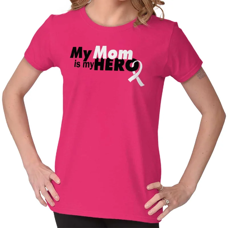 Simple Matching My Mom Is My Hero Ladies T Shirt