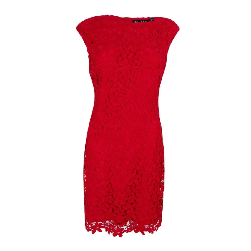 New Products Lauren Ralph Lauren Women's Lace Bateau-Neck Dress