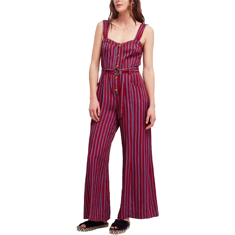 Tropical Style Free People Womens Striped Jumpsuit, Red, 2