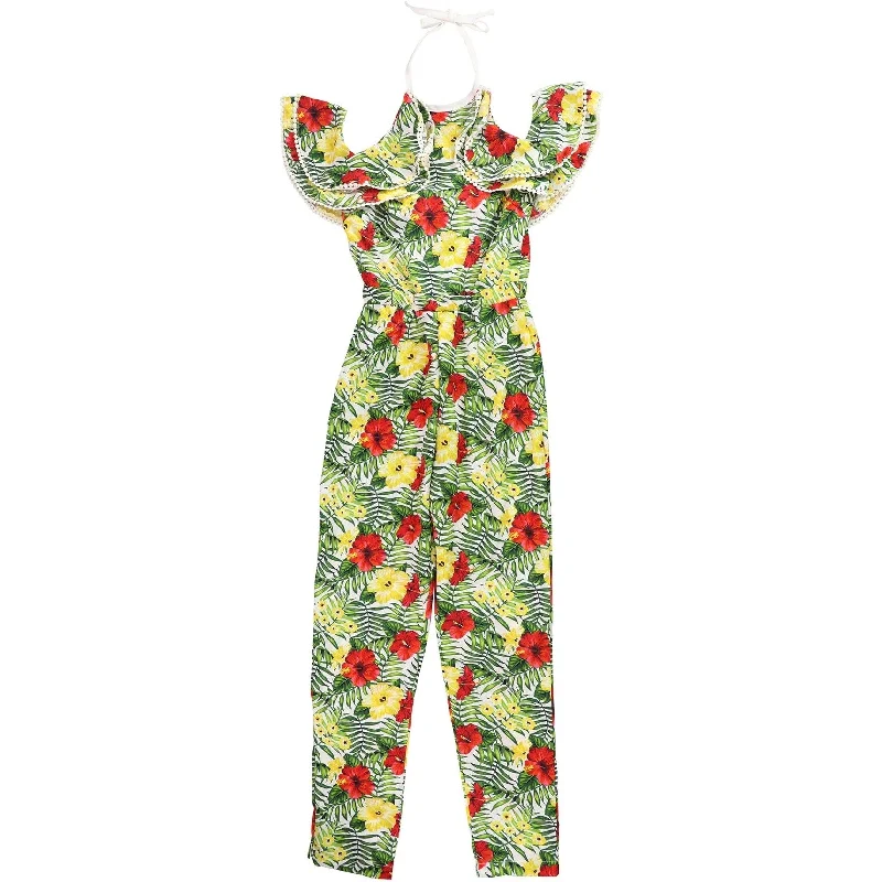 Comfortable Tops XOXO Womens Tropical Jumpsuit, Green, Small