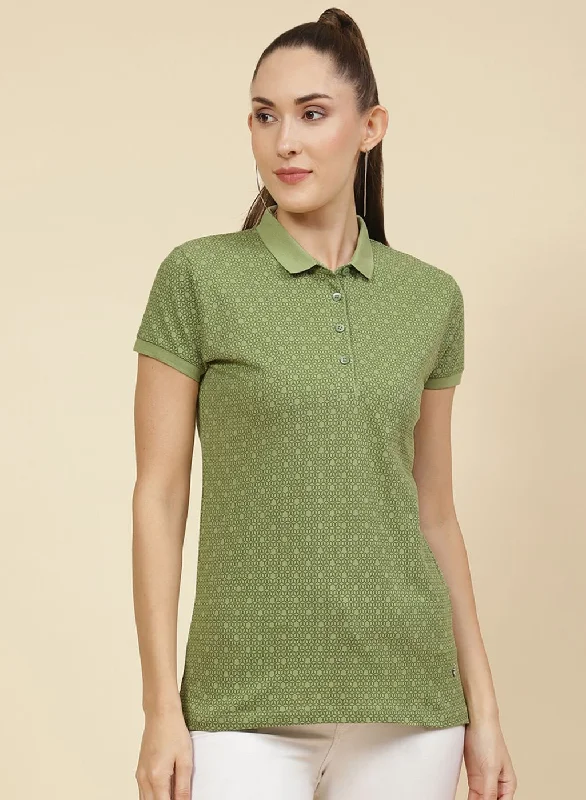 Floral Prints Women Green Printed T-Shirt