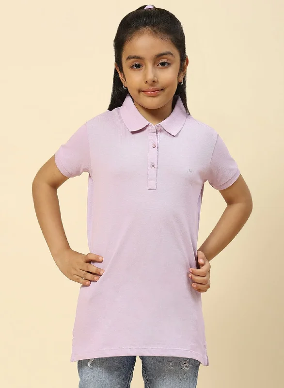Comfortable Fashion Girls Purple Plain T-Shirt