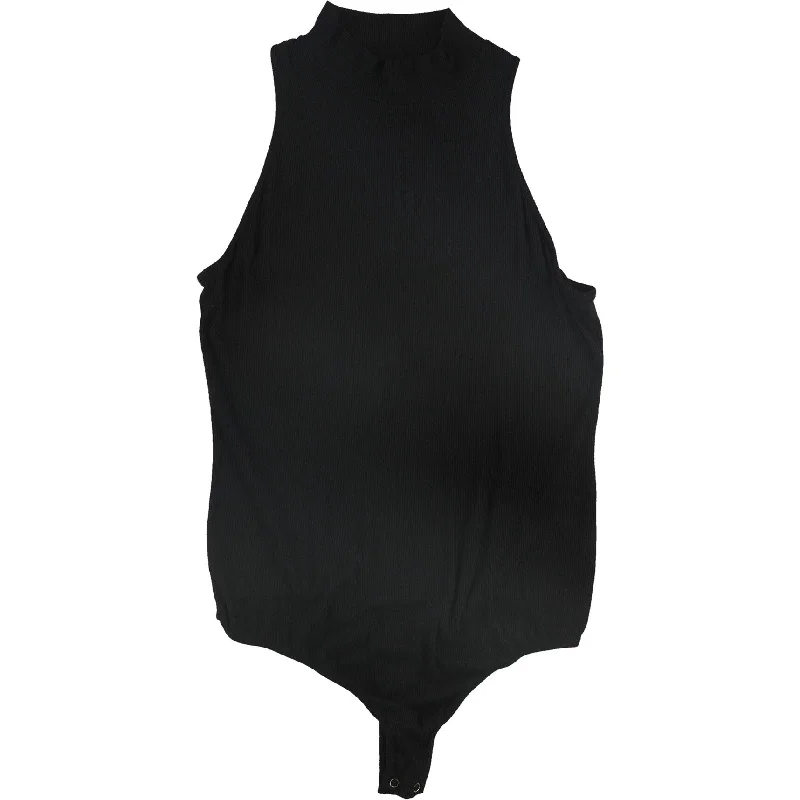Effortless Dressing Enza Costa Womens Ribbed Thong Bodysuit Jumpsuit, Black, Large