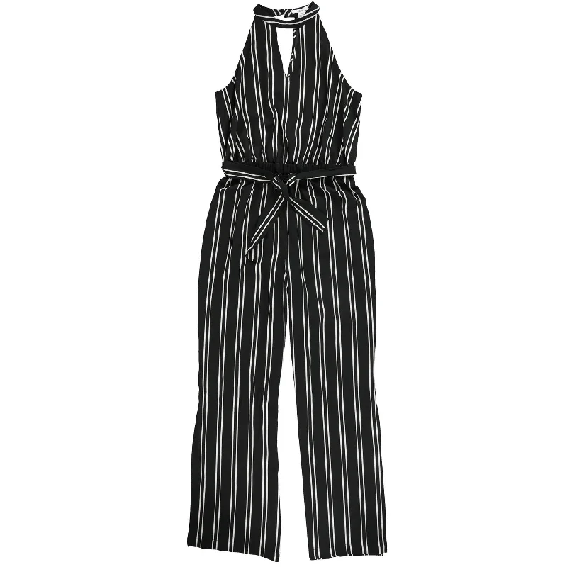 Free And Comfortable bar III Womens Striped Jumpsuit, Black, 12