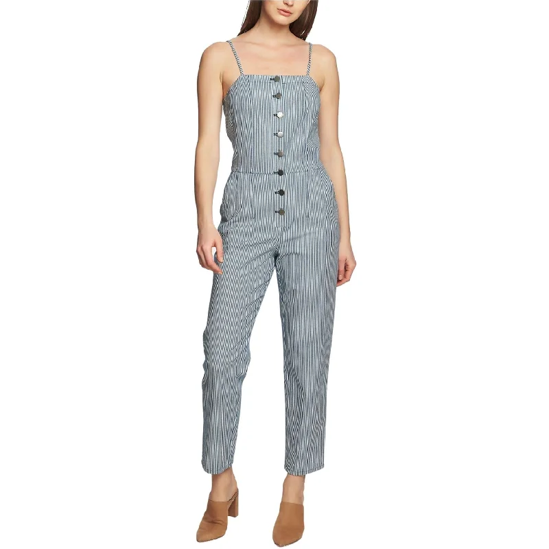 Retro Style 1.STATE Womens Railroad Stripe Jumpsuit, Blue, 4