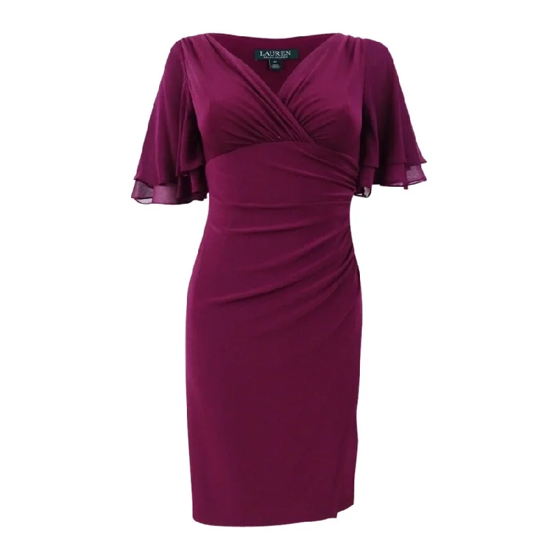 Elegant And Charming Lauren by Ralph Lauren Women's Flutter-Sleeve Dress