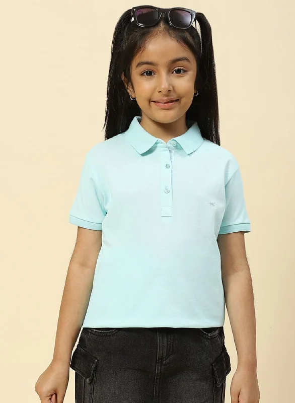 Soft Style Girls Aqua Blue Plain T-Shirt