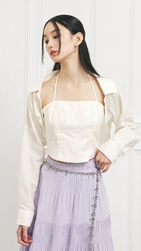 Retro Design Halter Neck Tank Top With Jacket