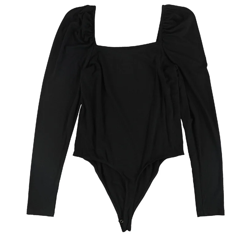 Soft Fabrics bar III Womens Solid Bodysuit Jumpsuit, Black, Large