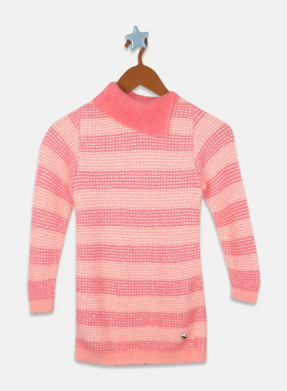 Fashion Selection Girls Coral Pink Stripe Top