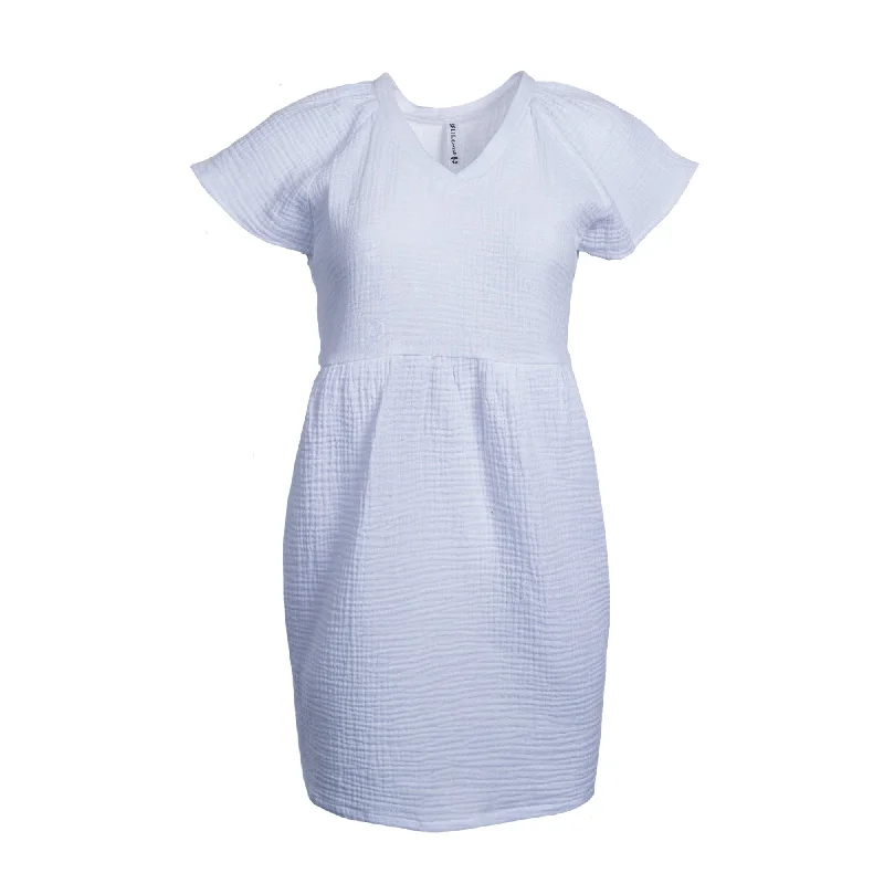 Letter embroidery Split Coast Ladies Crinkle Dress