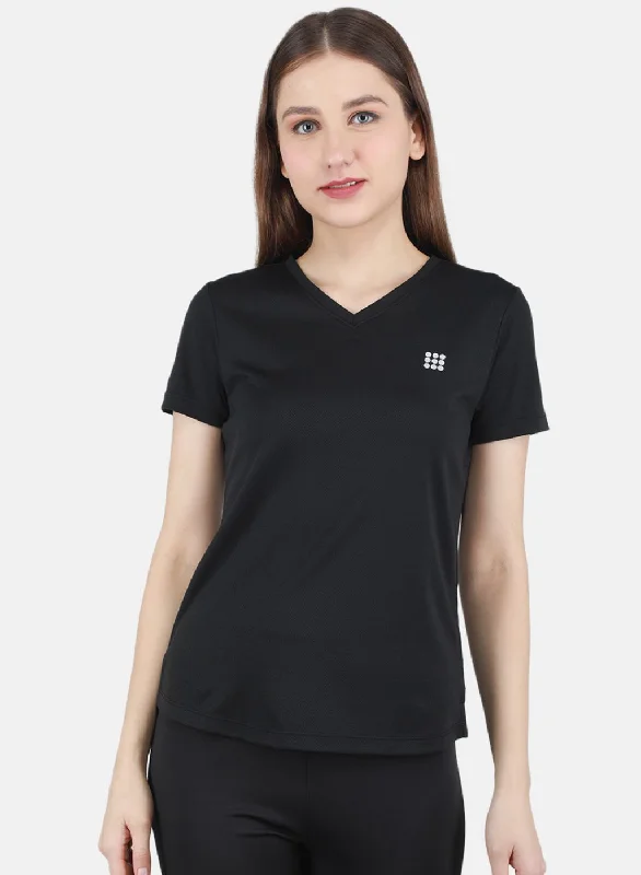 Sports Series Women Black Solid Top