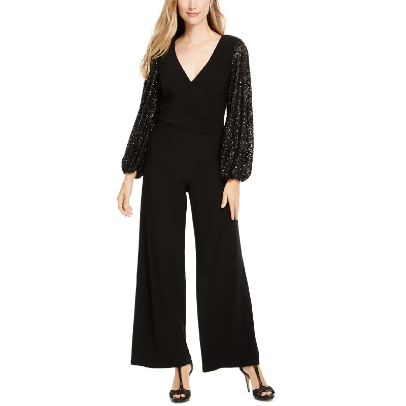 High Street Fashion Adrianna Papell Womens Sequin Jumpsuit, Black, 8