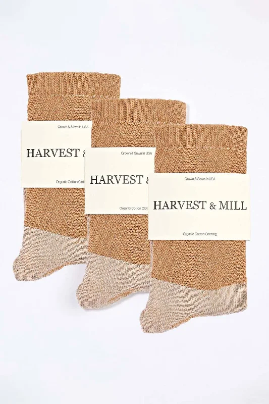 Leisure Travel Women's 3 Pack Organic Cotton Socks Brown Crew