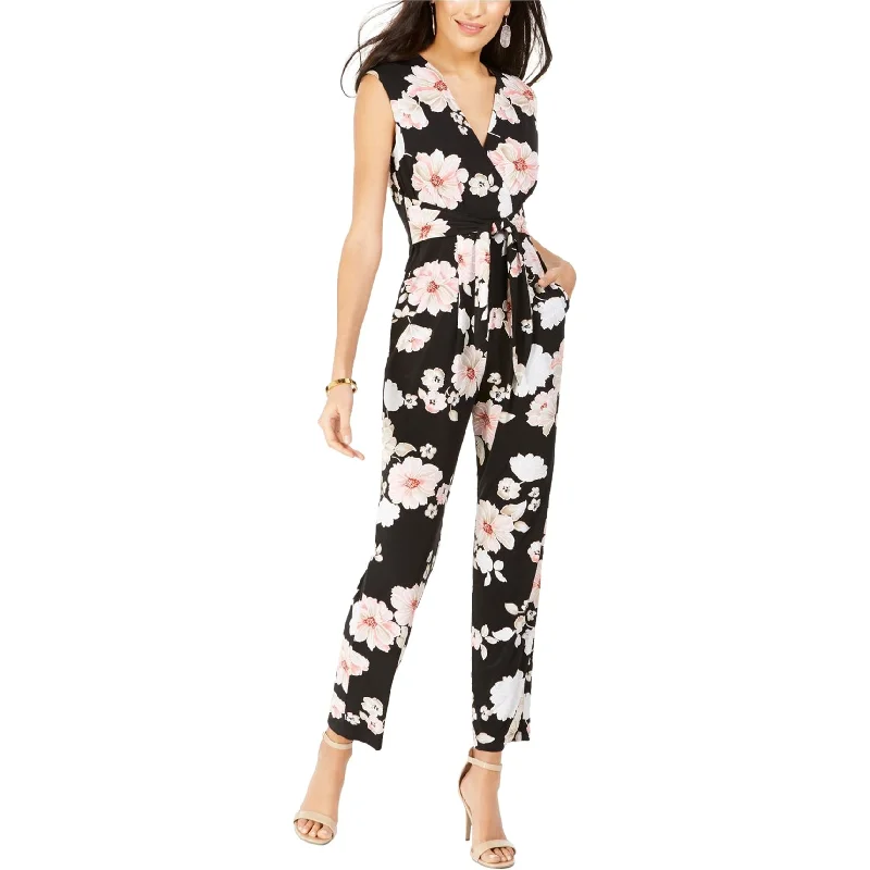 Hooded design Jessica Howard Womens Floral-Print Jumpsuit, Black, Small