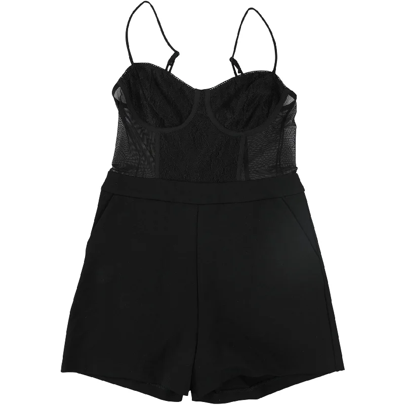 Comfortable Wear GUESS Womens Lace Bustier Romper Jumpsuit, Black, Medium