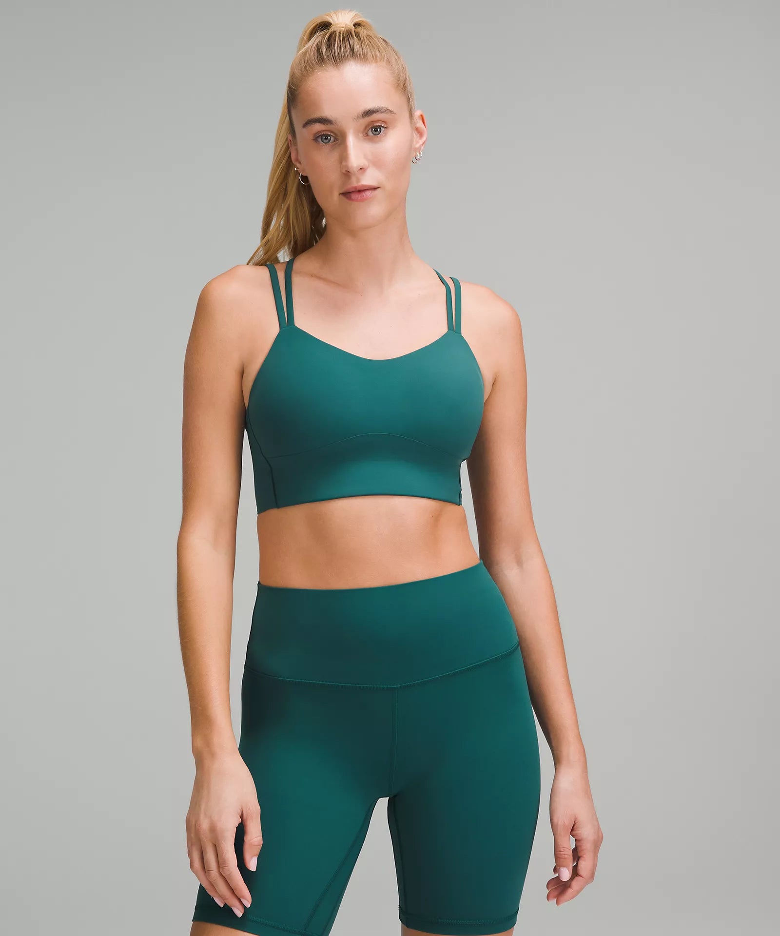 Round neck design Like a Cloud Longline Bra *Light Support, B/C Cup | Storm Teal