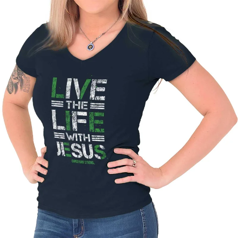Fashion Wear Live The Life Junior Fit V-Neck T-Shirt