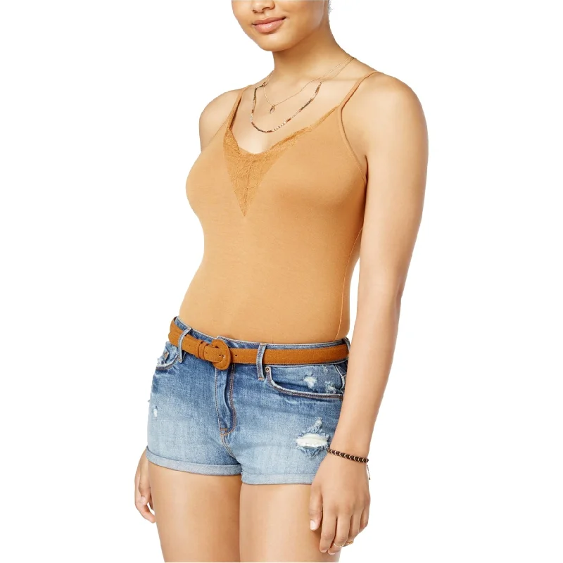 Simple Style American Rag Womens Lace Trim Bodysuit Jumpsuit