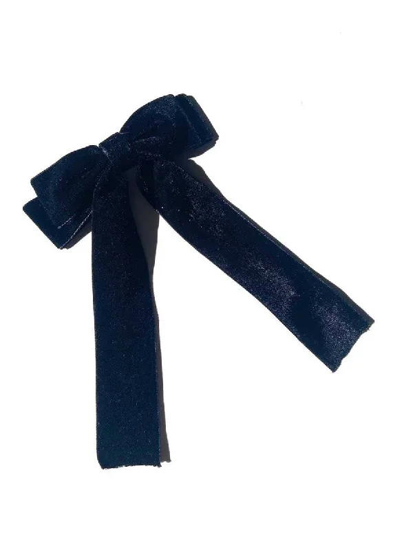 High-quality fabrics Classic Velvet Hair Bow Barrette - Black