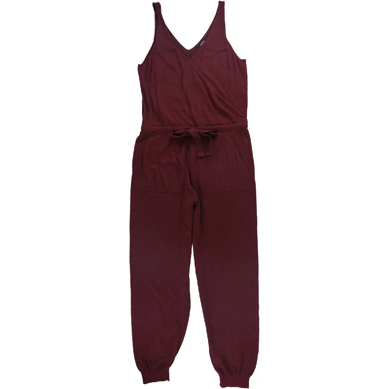 Layered Style Alfani Womens Tie-Front Jumpsuit, Red, Medium