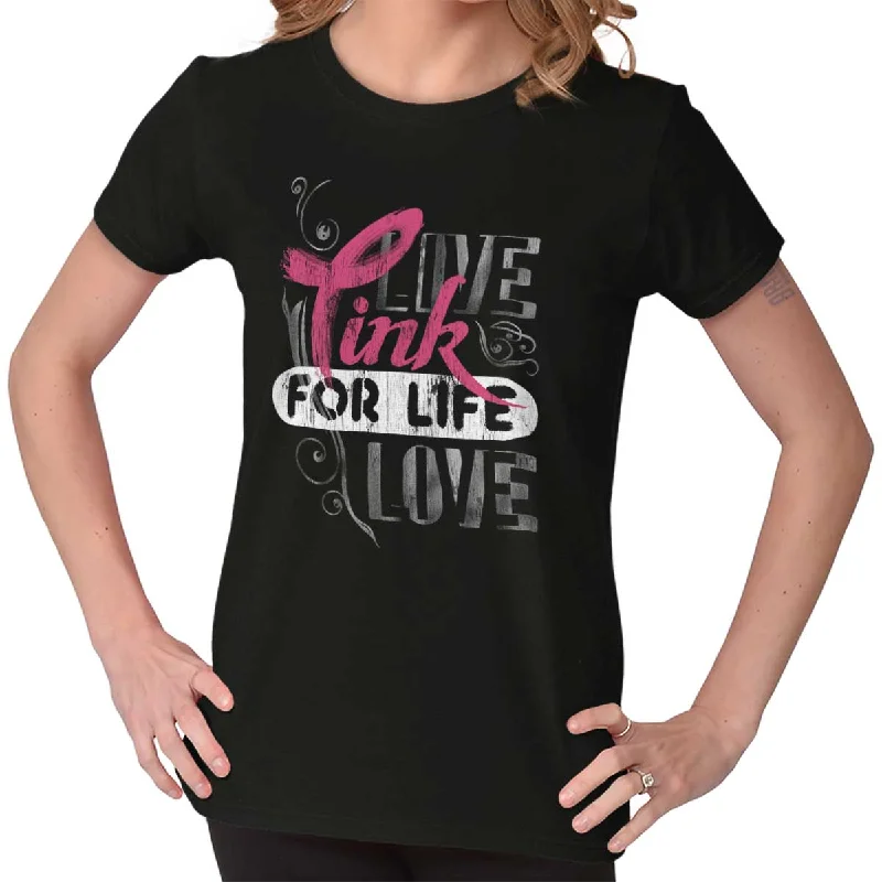 Romantic Data Pink For Life Ladies T Shirt