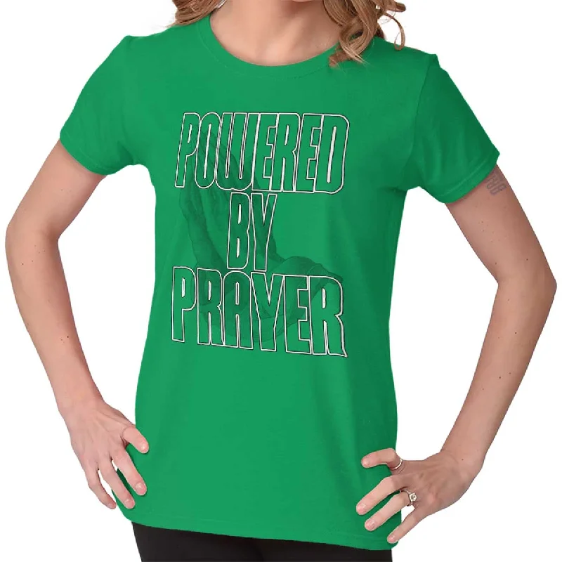 Classic Style Powered by Prayer Ladies T Shirt