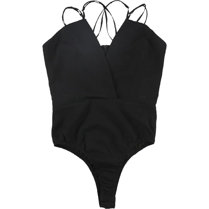 High-waisted pants style ANGL Womens Solid Bodysuit Jumpsuit, Black, Medium