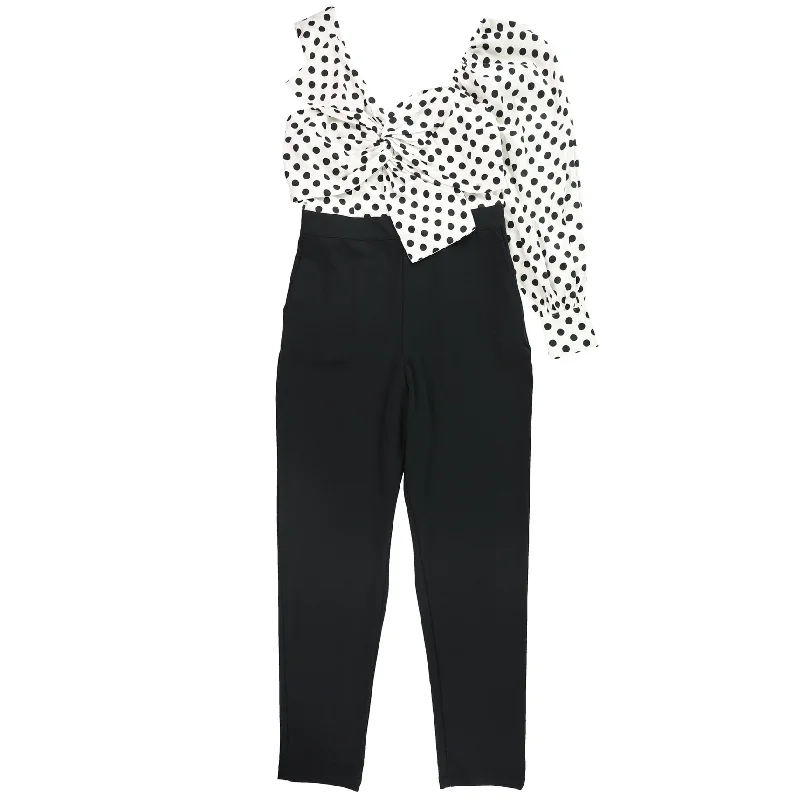 Dynamic Fashion bar III Womens One-Shoulder Twist-Front Jumpsuit, Black, 2