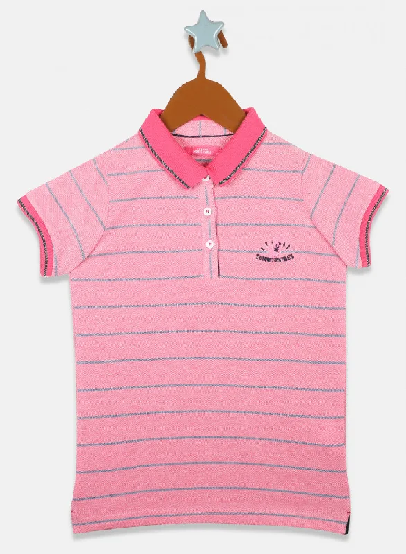 Modern Chic Girls Dark Pink Stripe T-Shirts
