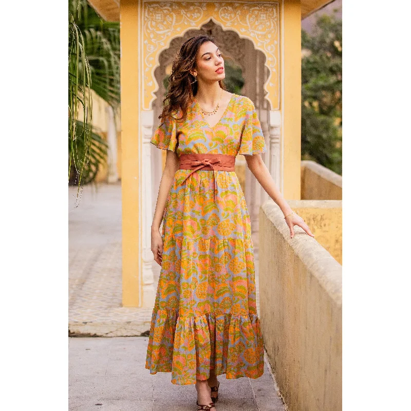 Fresh And Natural Novica Handmade Spring Symphony Cotton Maxi Dress
